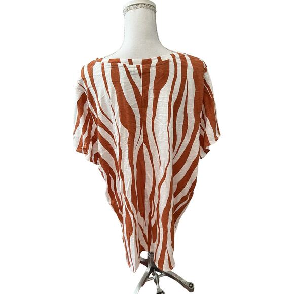 Rachel Zoe Zebra Animal Print Casual Short Sleeve Top Plus Size 3X - Picture 4 of 6